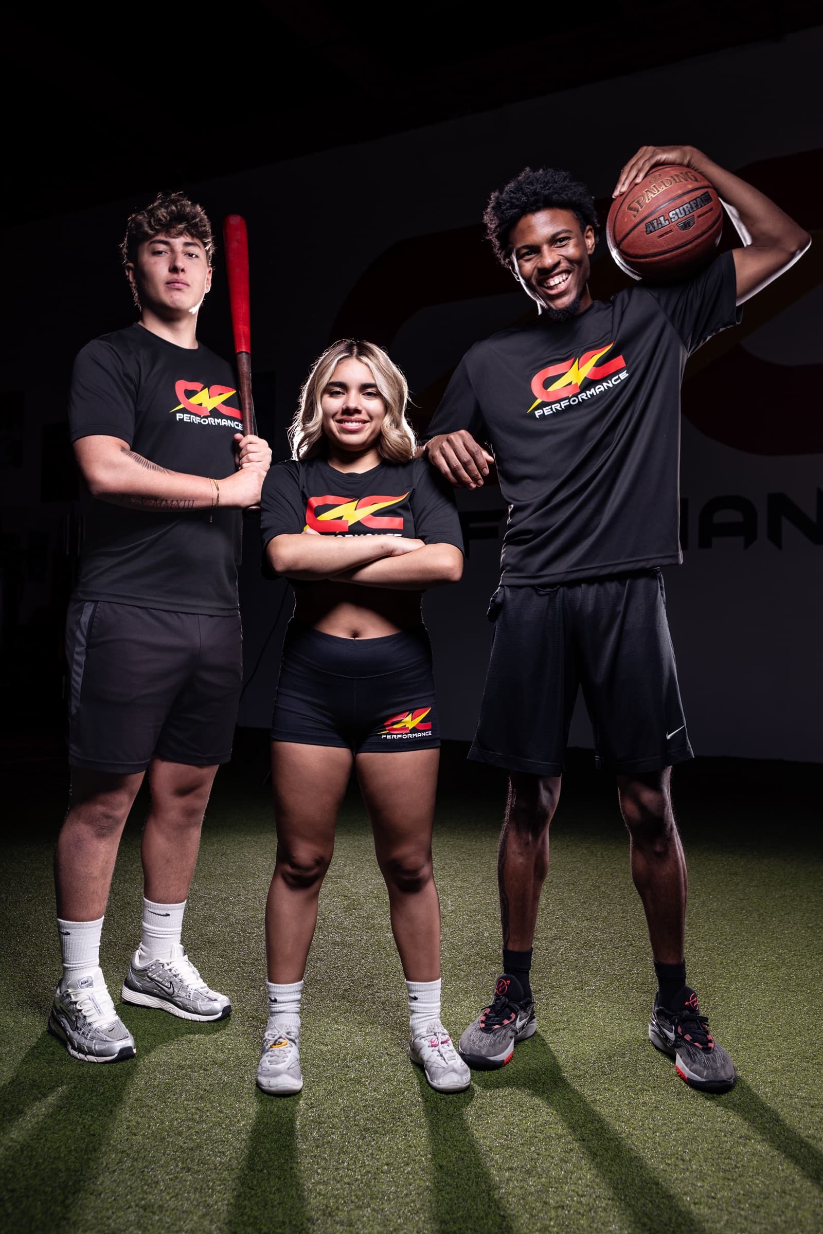 Three CNC Performance athletes: baseball, training and basketball